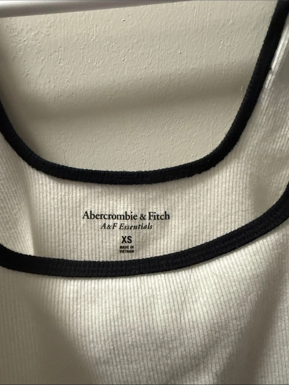 Abercrombie Ribbed White Tank Top with Black Trim - Women's Double-Strap Tank
